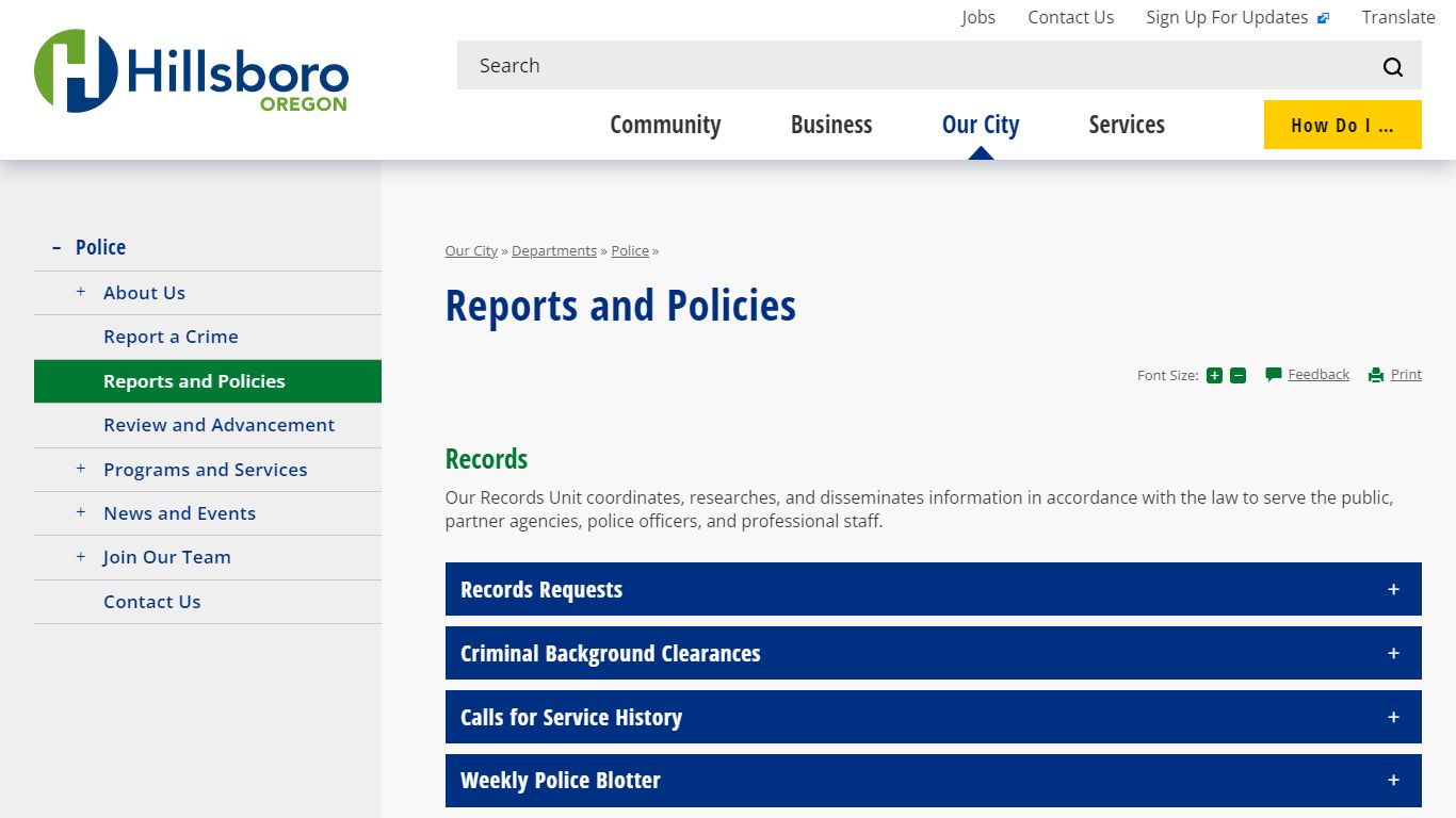 Reports and Policies | City of Hillsboro, OR
